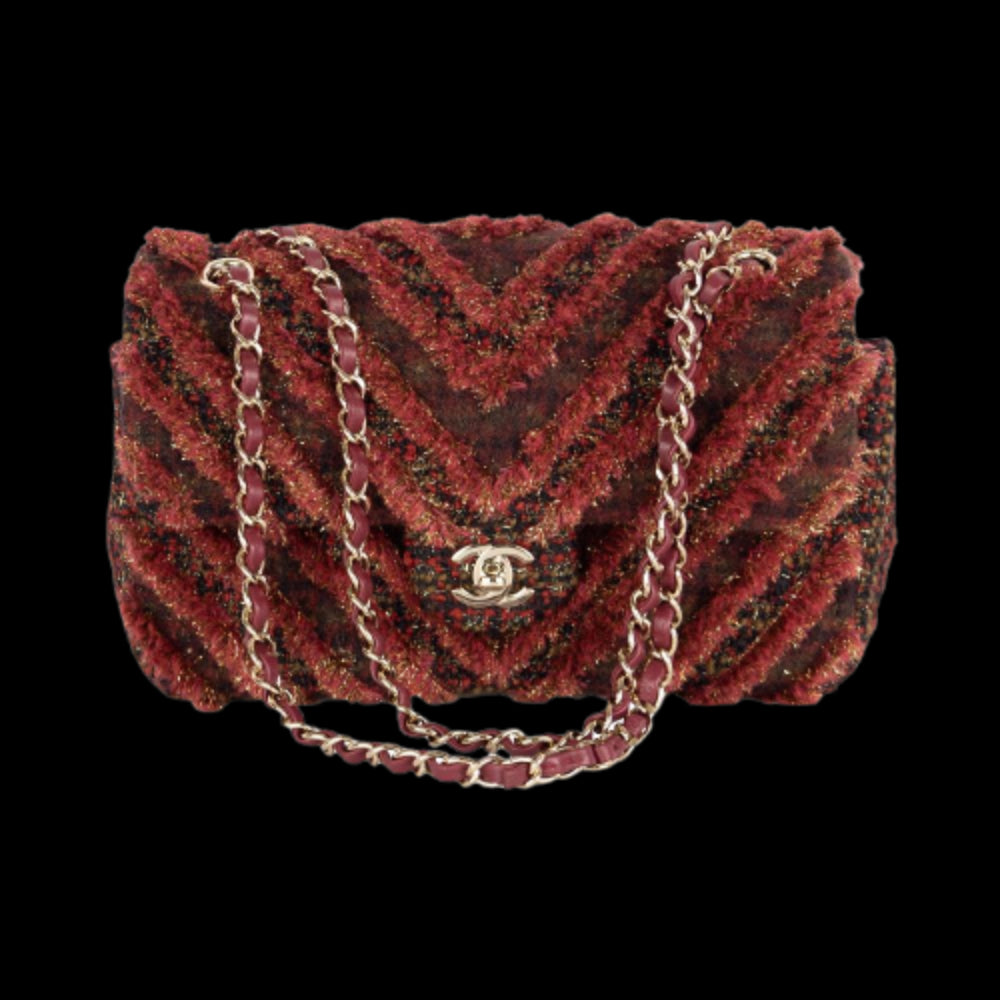 Red Wool Chanel Flap Bag