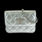 Silver Leather Chanel Shoulder Bag