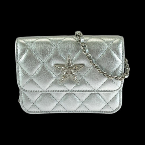 Silver Leather Chanel Shoulder Bag