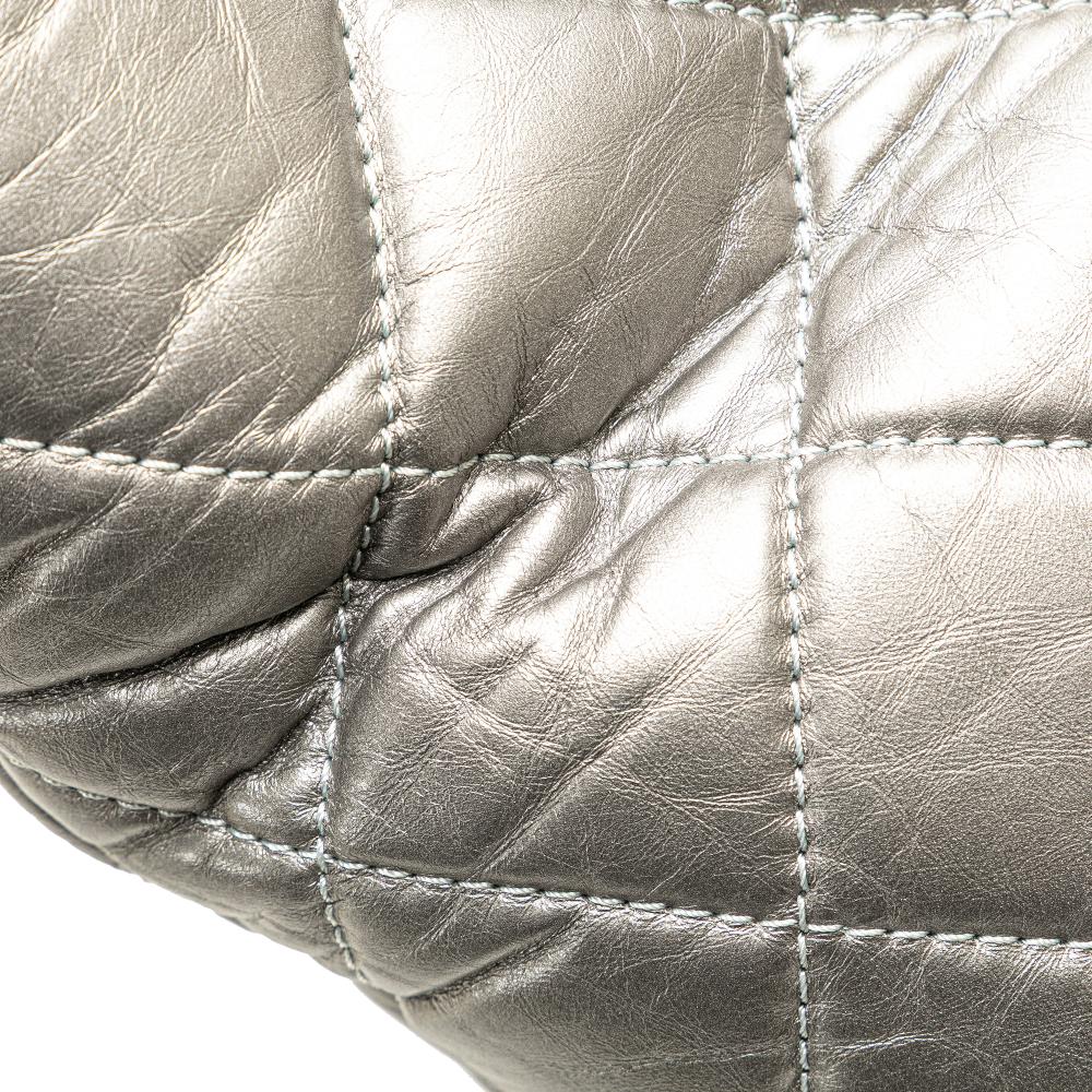 Silver Leather Chanel Tote