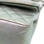 Silver Leather Chanel Flap Bag