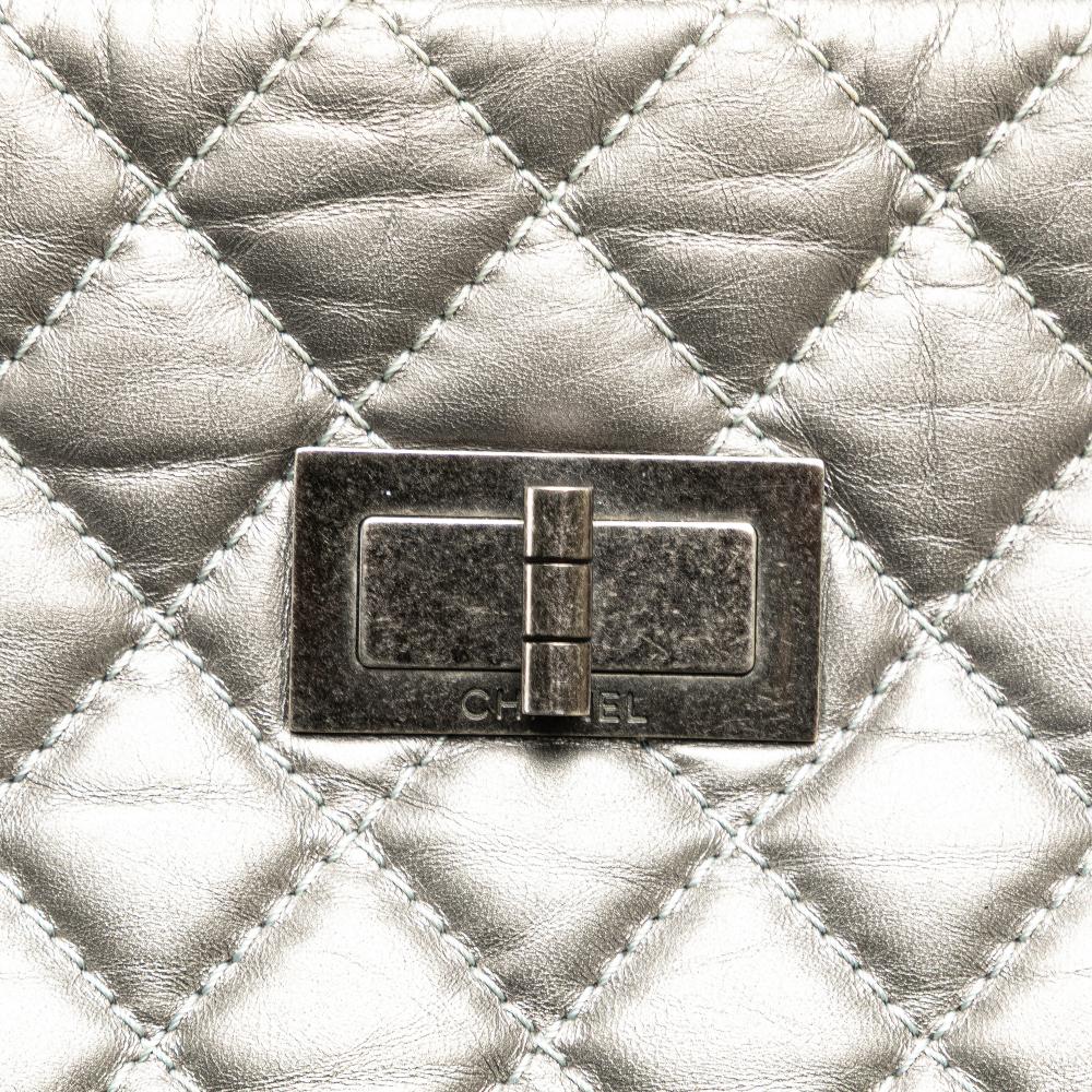 Silver Leather Chanel Tote