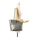 Silver Leather Chanel Tote