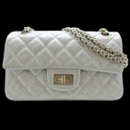 Silver Leather Chanel Flap Bag