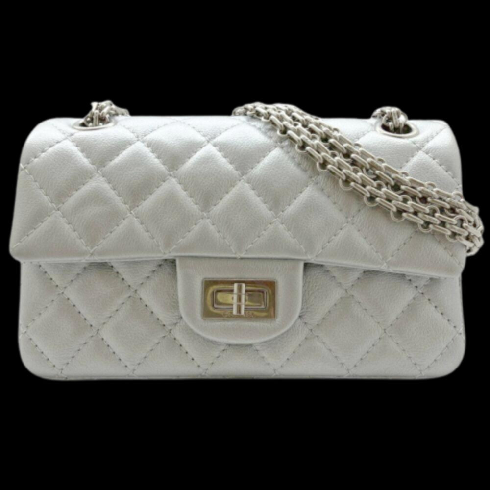 Silver Leather Chanel Flap Bag