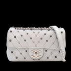 Silver Leather Chanel Flap Bag