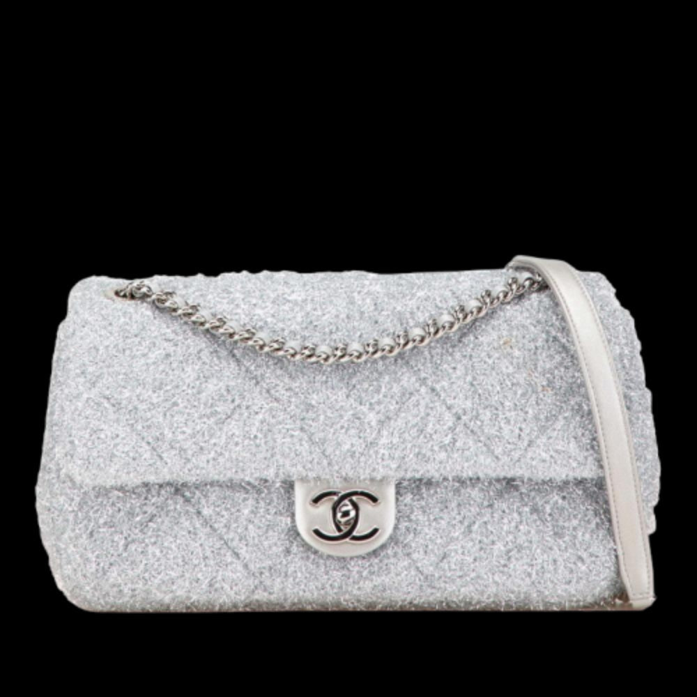 Silver Leather Chanel Shoulder Bag