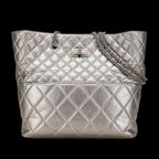 Silver Leather Chanel Tote
