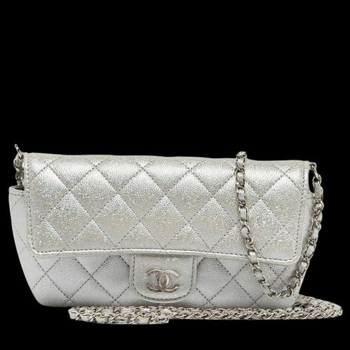 Silver Leather Chanel Shoulder Bag