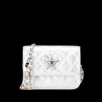 Silver Leather Chanel Crossbody Bag