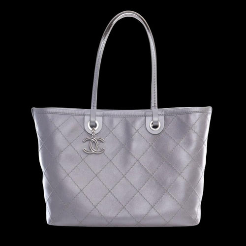 Silver Leather Chanel Tote