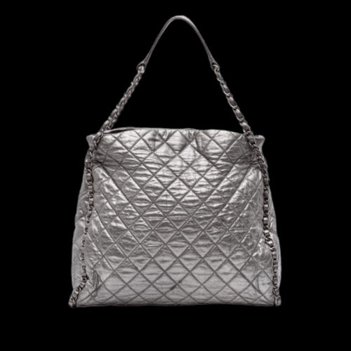 Silver Leather Chanel Tote