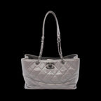 Silver Leather Chanel Tote