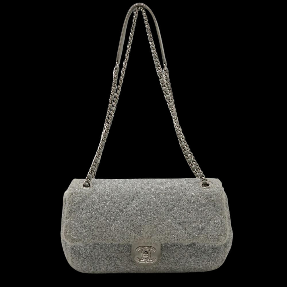 Silver Leather Chanel Shoulder Bag