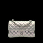 Silver Leather Chanel Flap Bag