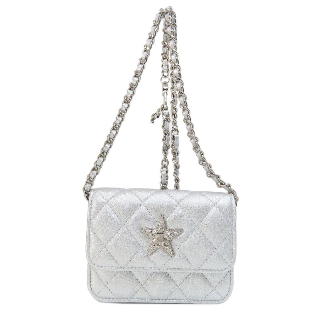 Silver Leather Chanel Shoulder Bag