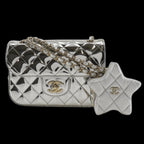 Silver Leather Chanel Shoulder Bag
