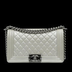 Silver Leather Chanel Flap Bag