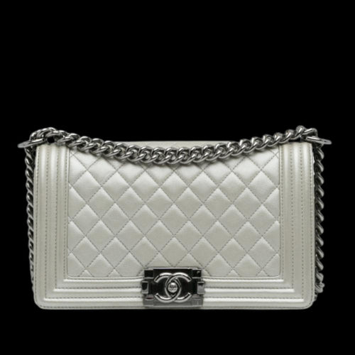 Silver Leather Chanel Flap Bag