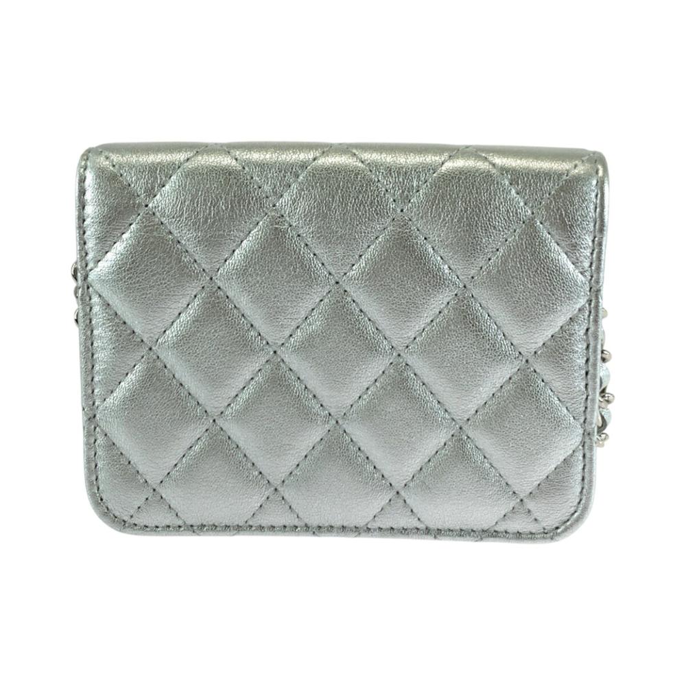 Silver Leather Chanel Shoulder Bag