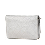 Silver Leather Chanel Wallet On Chain