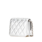 Silver Leather Chanel Crossbody Bag