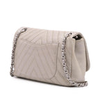Silver Leather Chanel Flap Bag