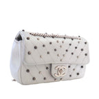 Silver Leather Chanel Flap Bag