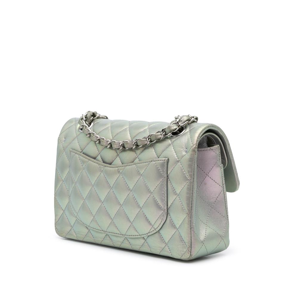 Silver Leather Chanel Flap Bag