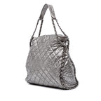 Silver Leather Chanel Tote