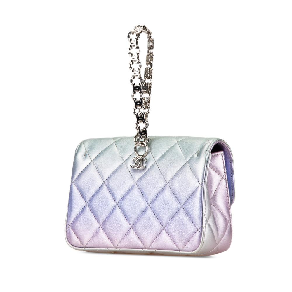 Silver Leather Chanel Clutch