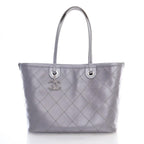Silver Leather Chanel Tote