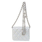 Silver Leather Chanel Shoulder Bag