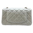 Silver Leather Chanel Flap Bag