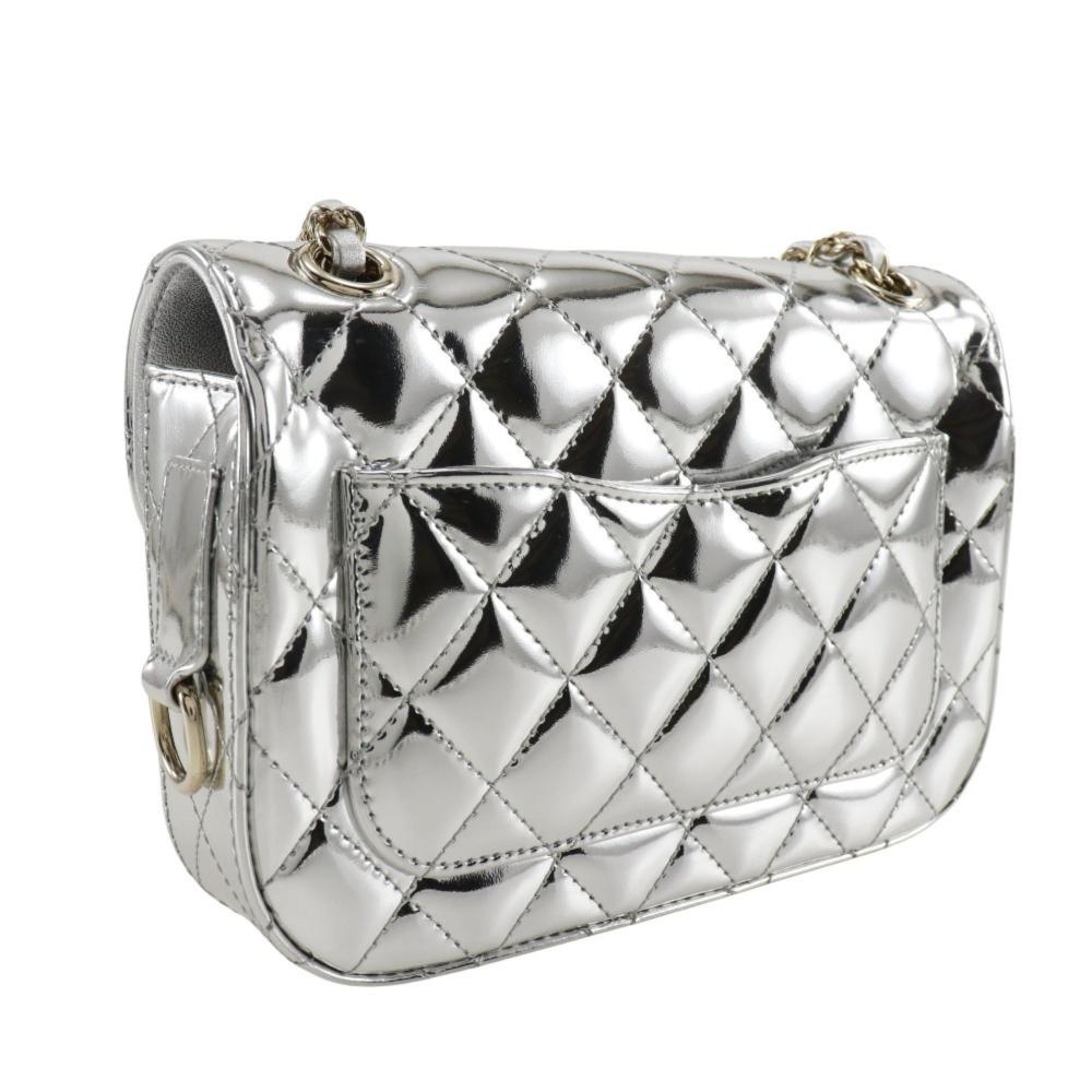 Silver Leather Chanel Shoulder Bag
