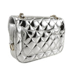 Silver Leather Chanel Shoulder Bag