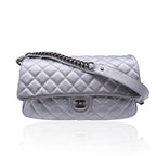 Silver Leather Chanel Flap Bag