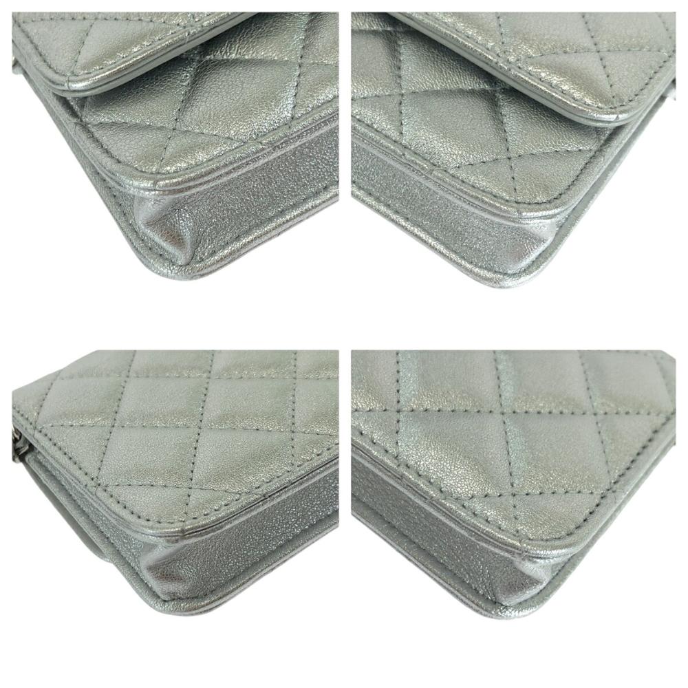 Silver Leather Chanel Shoulder Bag