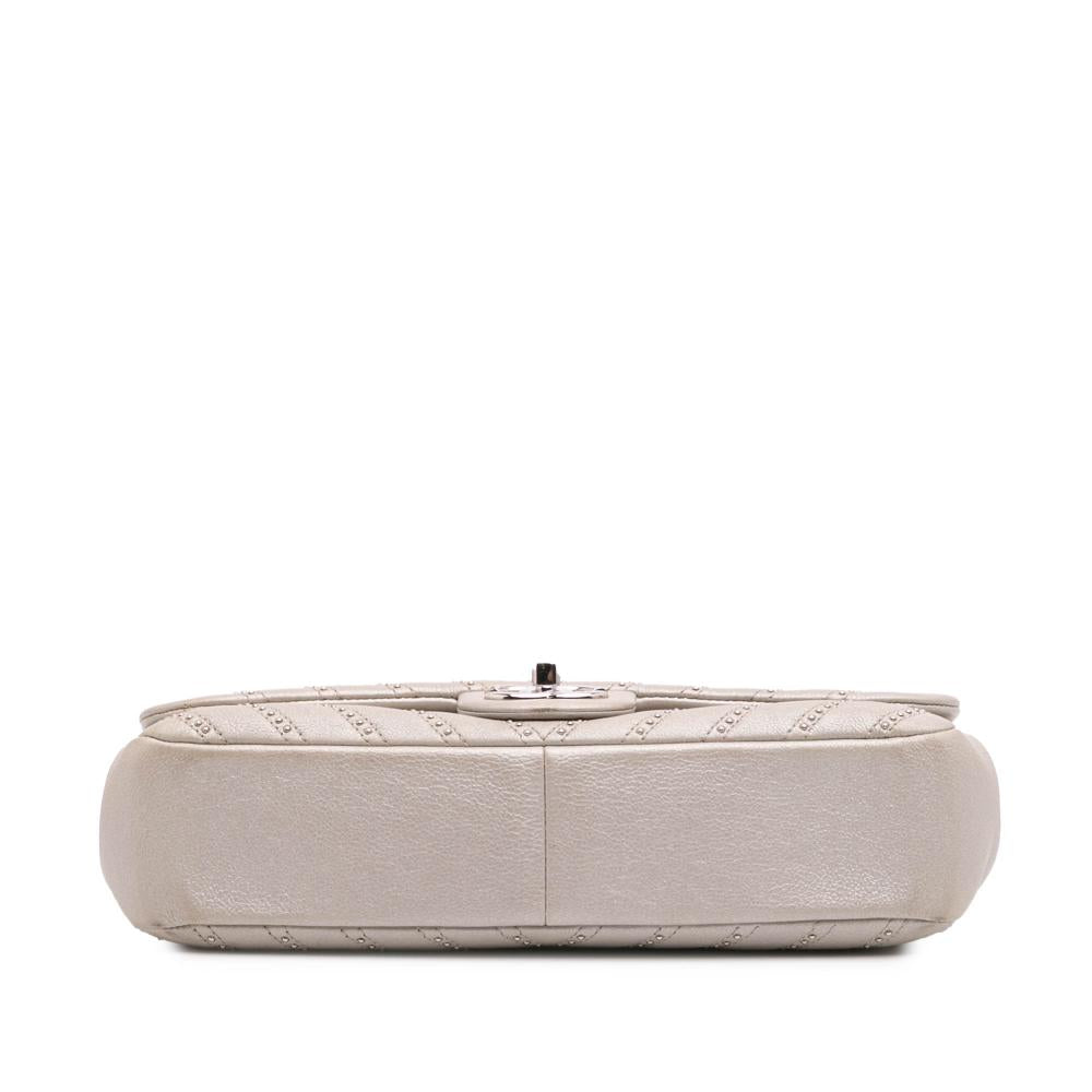 Silver Leather Chanel Flap Bag