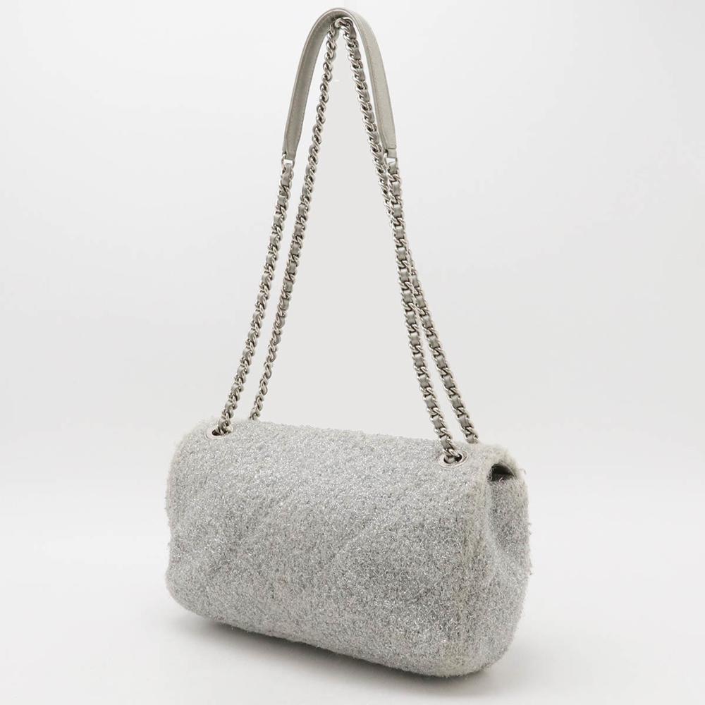 Silver Leather Chanel Shoulder Bag