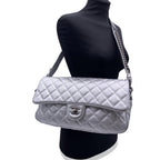 Silver Leather Chanel Flap Bag