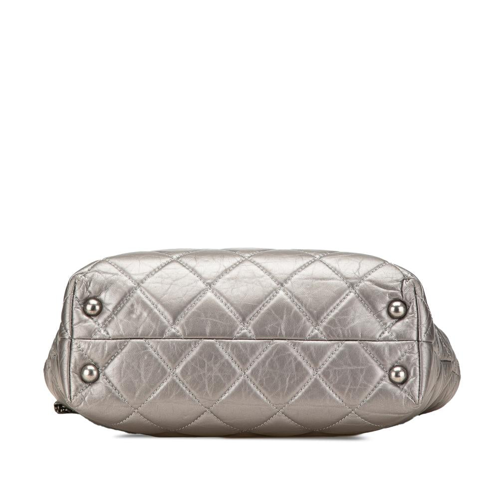 Silver Leather Chanel Tote