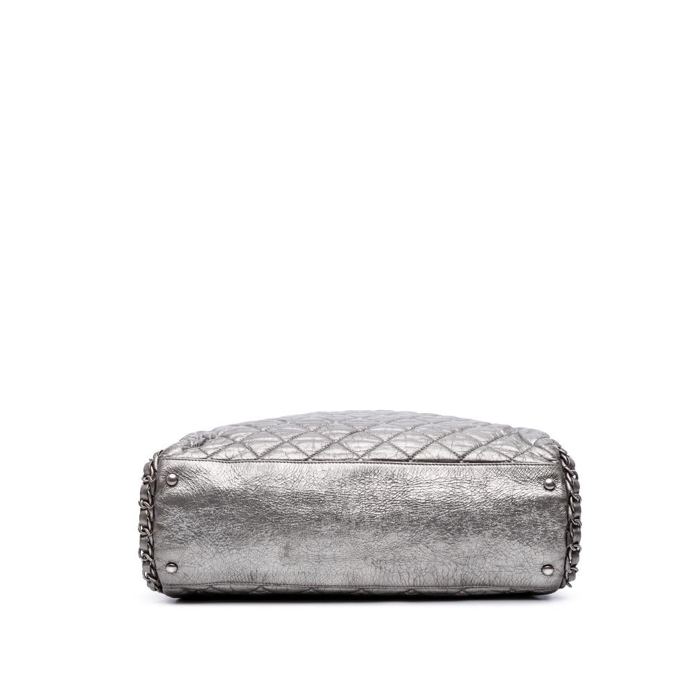 Silver Leather Chanel Tote