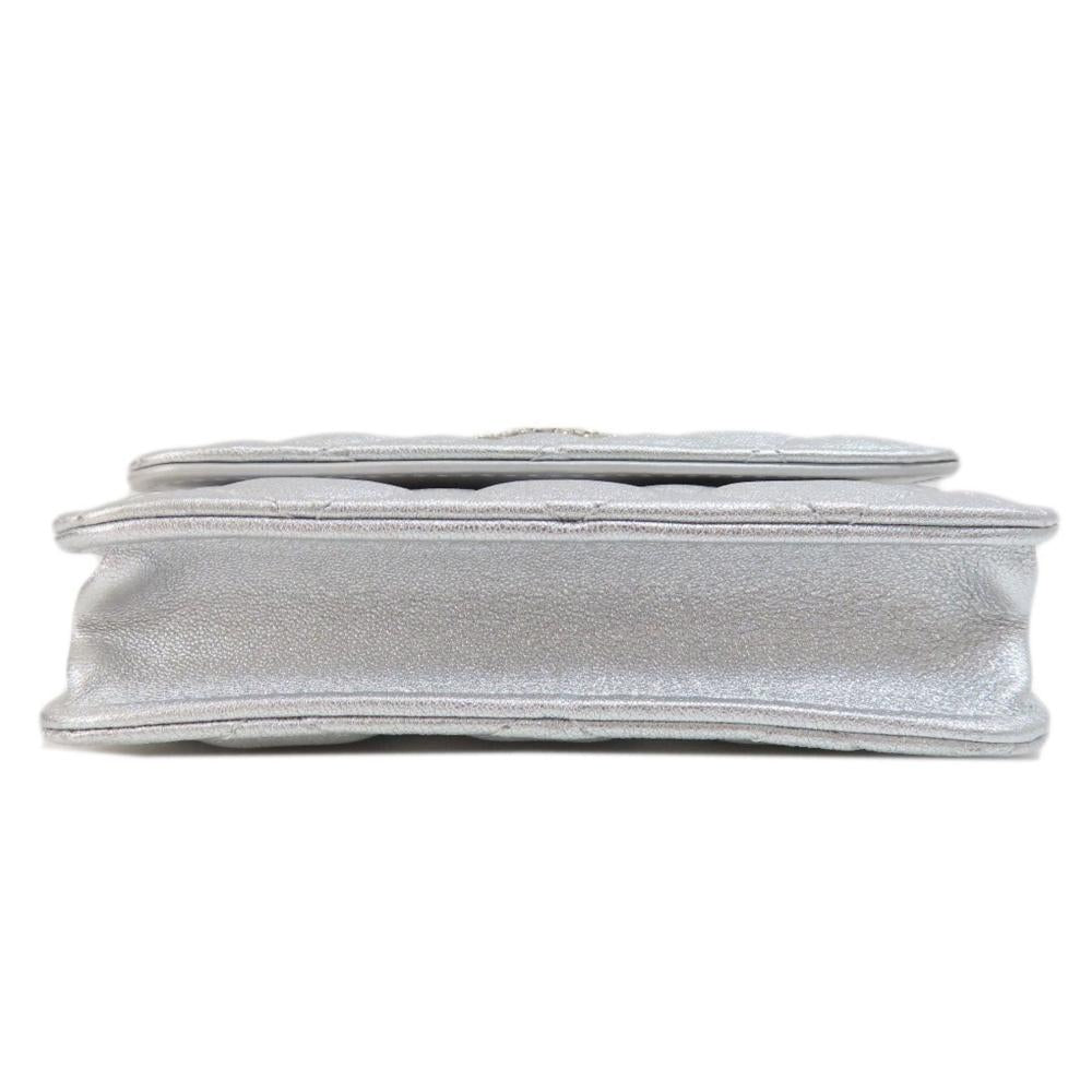 Silver Leather Chanel Shoulder Bag