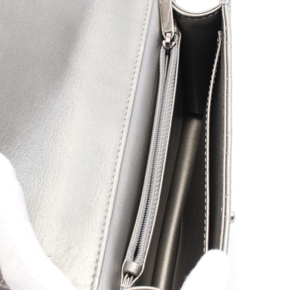 Silver Leather Chanel Crossbody Bag