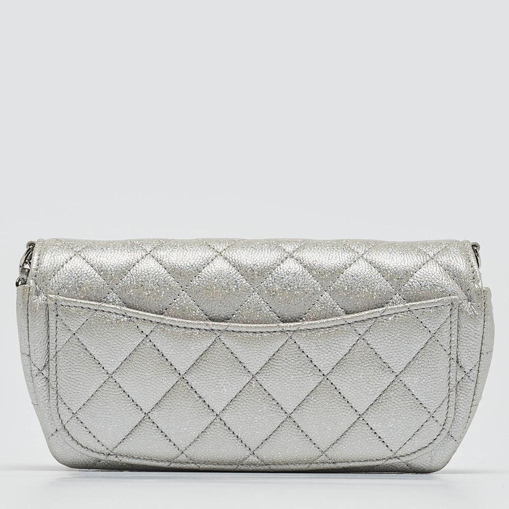 Silver Leather Chanel Shoulder Bag
