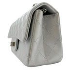 Silver Leather Chanel Flap Bag
