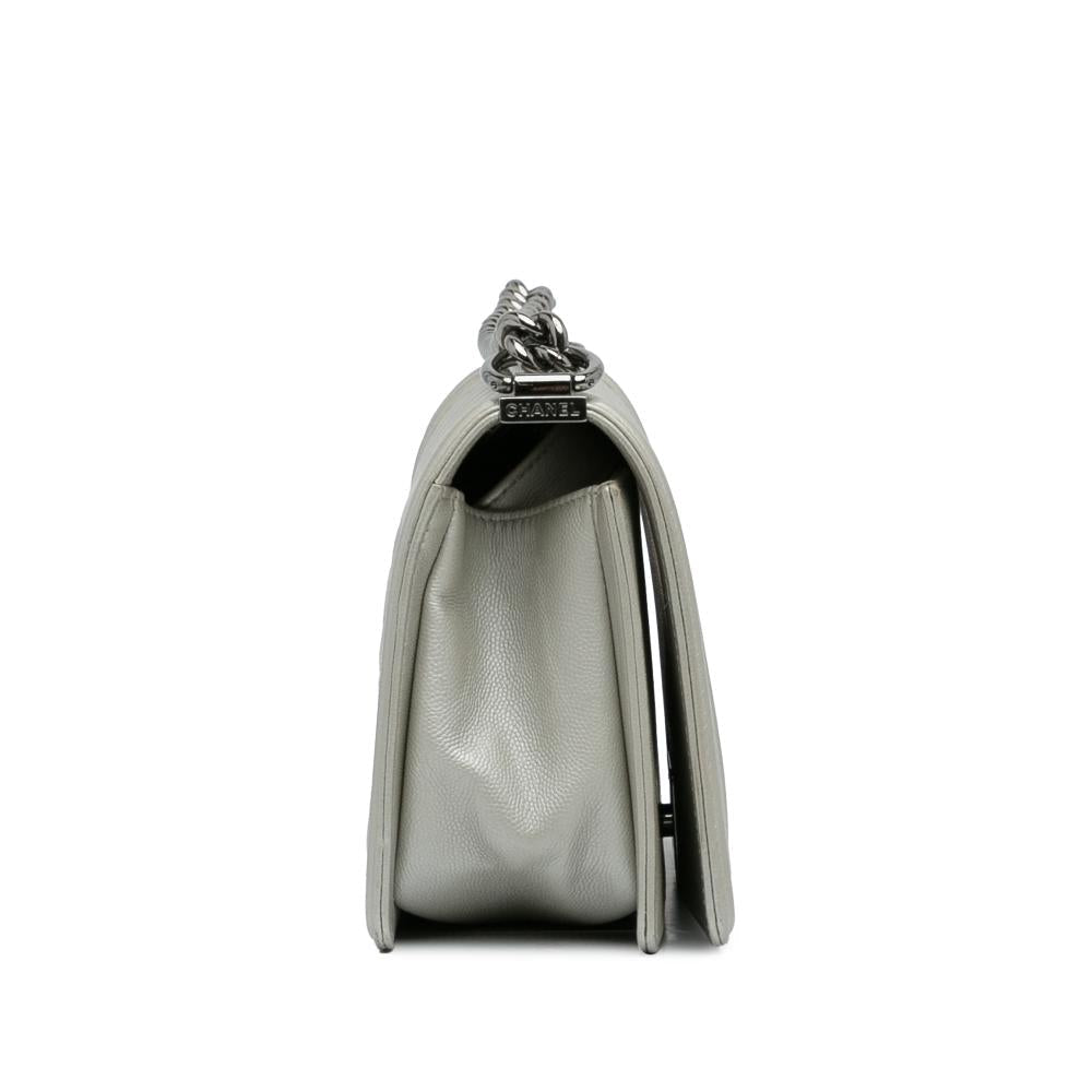 Silver Leather Chanel Flap Bag