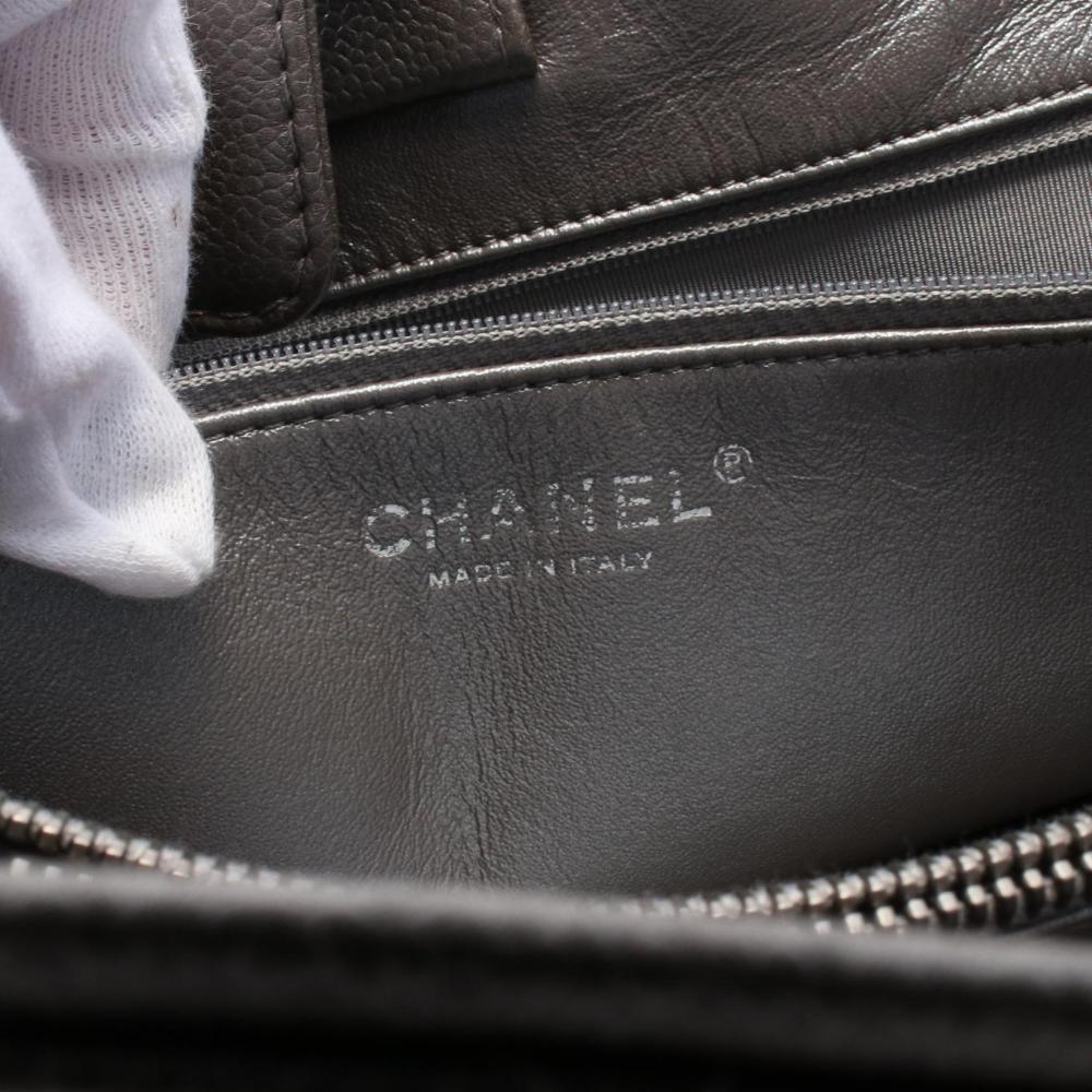 Silver Leather Chanel Tote