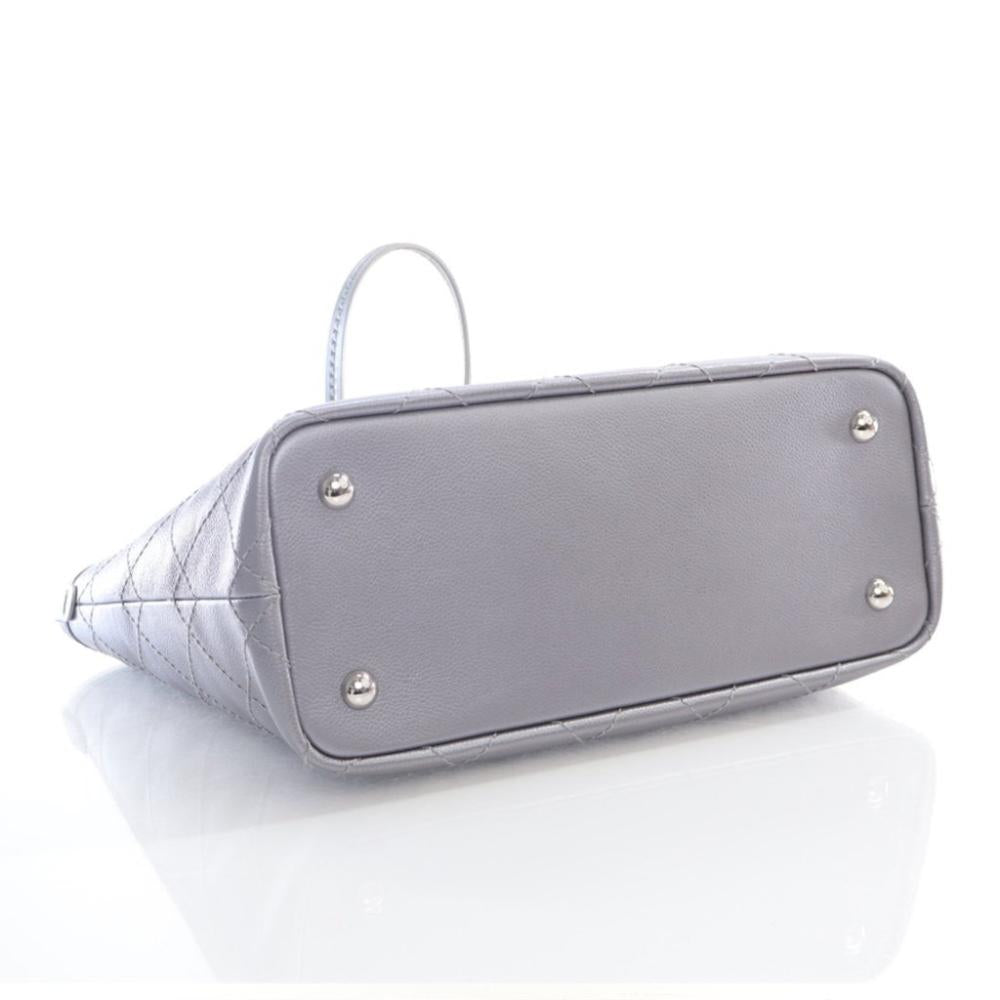 Silver Leather Chanel Tote